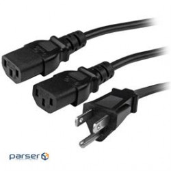 StarTech Cable PXT101Y10 10ft Computer Power Cord NEMA 5-15P to 2x C13 Retail