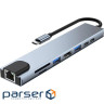 Концентратор Dynamode USB-C 8-in-1 HDMI 4K30Hz + 1xRJ45 + 1xUSB 3.0 + 1xUSB 2.0 + 1xUSB-C PD (BYL-2017L)