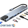Концентратор Dynamode USB-C 8-in-1 HDMI 4K30Hz + 1xRJ45 + 1xUSB 3.0 + 1xUSB 2.0 + 1xUSB-C PD (BYL-2017L)