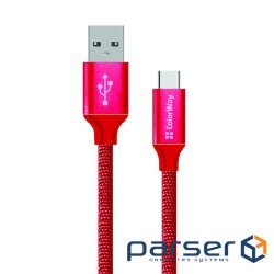 Data cable Cable Colorway USB - Type-C 2.1A 1m red ColorWay (CW-CBUC003-RD)