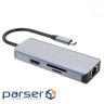 Type-C-Хаб Proove Iron Link 6 in 1 (2*USB3.0 + SD/TF + RJ45 + HDMI) silver (HBI700010004 silver)