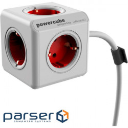 Extension cord ALLOCACO PowerCube Extended Red, 5 sockets, 3m (1307/DEEXPC)