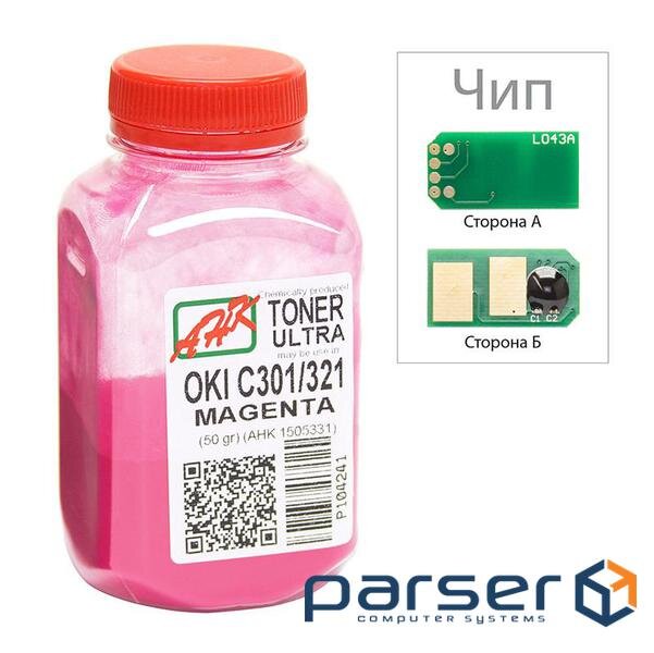 Тонер OKI C301/321, 50г Magenta +chip AHK (1505327)