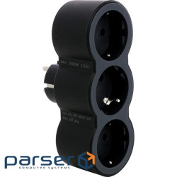 Multi-outlet plug with 3 frontal outlets white-grey (694519)