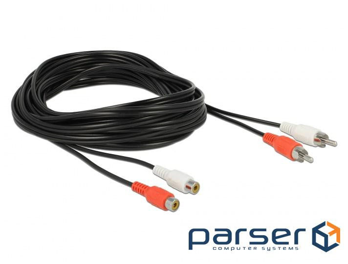 Кабель аудіо-подовжувач RCA 2x2 M / F 5.0m, Stereo Gold Cu, чорний (70.08.5807-1)