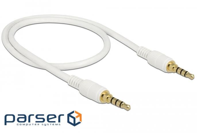 Кабель аудіо-сигнальний Jack 3.5mm 4pin M / M 0.5m, Long AWG24 1: 1 AUX Gold, білий (70.08.5594-10)