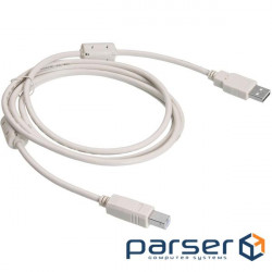 Cable VOLTRONIC USB 2.0 AM/BM, 1,5m, 1 ferrite, white (YT-AM/BM-1.5W)