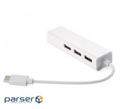 USB Hub Type-C Hub 3-port USB2.0 + RJ45 Fast Ethernet (S0742)