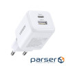 Зарядний пристрій Ugreen X514 1xUSB-C PD20W + 1xUSB GaN white (65006)