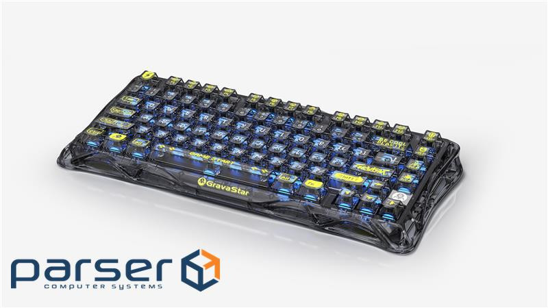 Клавіатура механічна GravaStar Mercury K1 Lite 80keys, GravaStar x BSUN Grey, BT (GSK1LITE XTAL BLK)