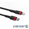 Кабель Baseus Cafule Type-C to Lightning PD 18W 1M Чорний/Червоний (CATLKLF-91) (CATLKLF-91 1м )