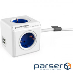 Extension cable ALLOCACO PowerCube Extended Blue, 4 sockets, 2xUSB, 1.5m (1402BL/DEEUPC)