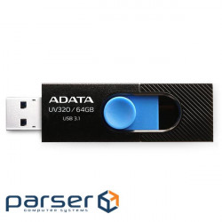 USB флеш накопичувач A-DATA 64GB UV320 Black / Blue USB 3.1 (AUV320-64G-RBKBL)