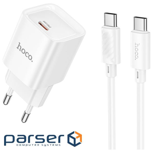 Зарядний пристрій HOCO C146A Charm USB-C PD20W + cable USB-C to USB-C White (6942007630269)