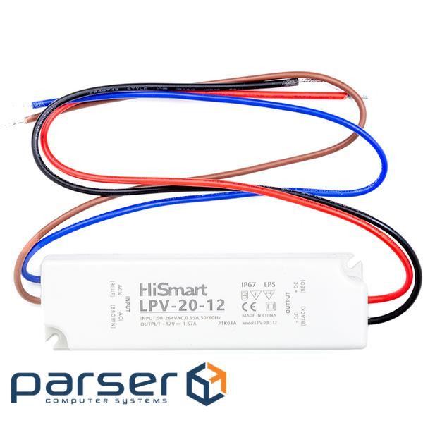 Блок живлення HiSmart 12V, 1.67А , 20W, IP67 (LPV-20-12)