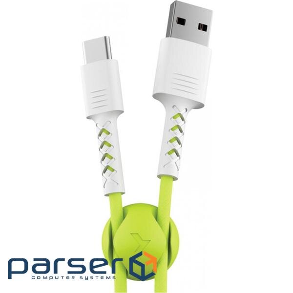 Date cable USB 2.0 AM to Type-C 1.0m Soft white/lime Pixus (4897058531169)