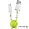 Date cable USB 2.0 AM to Type-C 1.0m Soft white/lime Pixus (4897058531169)