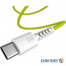 Date cable USB 2.0 AM to Type-C 1.0m Soft white/lime Pixus (4897058531169)