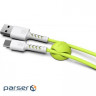 Date cable USB 2.0 AM to Type-C 1.0m Soft white/lime Pixus (4897058531169)