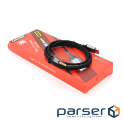 Перехідник KSC-427 Type-C(M) => Jack 3.5mm(M), 1м, Black / Silver, Box , Black / Silver, Box