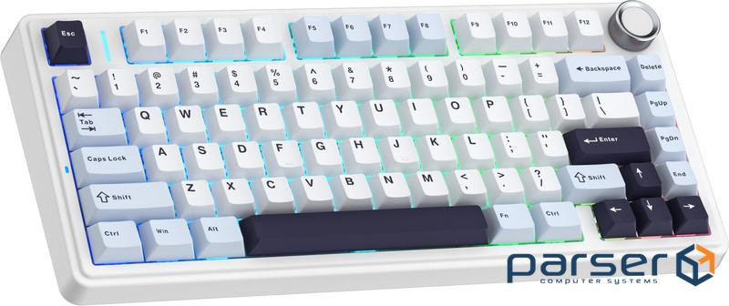 Клавіатура дротова AULA F75 Wired Gasket White keycap pink switch EN/UA (6978080504883)