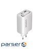 Зарядний пристрій Canyon 1xUSB-C PD65W + 1xUSB QC3.0 + cable USB-C to USB-C white (CNS-CURC65ACW)