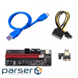 Райзер PCI-E 1x to 16x 6pin, Molex, SATA, USB 3.0, AM-AM, 0.6 м (RZRVER9S)