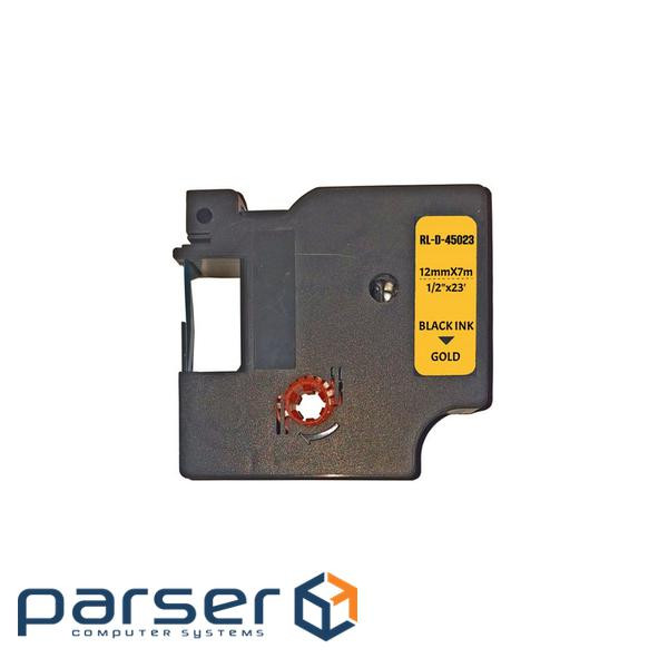 Ribbon for label printer UKRMARK RL-D-45023P-BK / GO, analogue of DYMO S0720630, 12mm х 7m . (CD45023P)