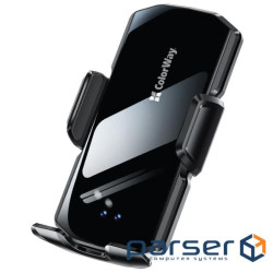 Універсальний автотримач ColorWay FlameGrip, автозажим, Wireless Charger 15W Black (CW-CHAW070Q-BK)