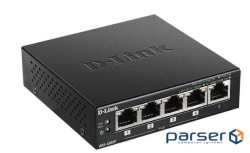 Комутатори D-Link DGS-1005P/E (5-Port 10000BaseTX Auto-Negotiating (NWAY) 10/100/1000Mbps, PoE Ports