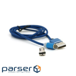 Магнітний кабель Ninja USB 2.0 / Micro, 1m, 2А, індикатор заряду, тканинне обплетен (YT-NAMC-M / BL) (YT-NAMC-M / BL)