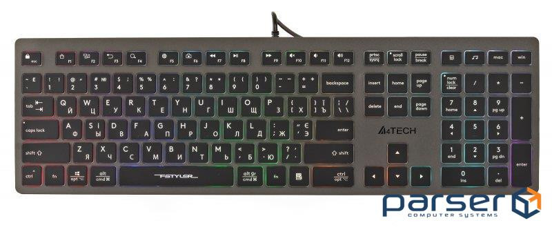 Клавіатура A4TECH Fstyler FX60H USB Neon backlit Gray (FX60H USB (Grey) Neon backlit)