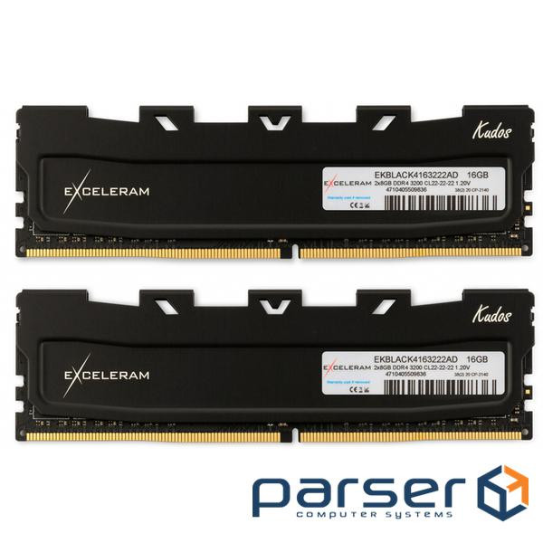 Модуль пам'яті EXCELERAM Kudos Red DDR4 3200MHz 16GB Kit 2x8GB (EKBLACK4163222AD)