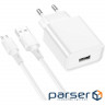 Charger BOROFONE BA74A Aspirer 1xUSB-A, 2.1A White w/Micro-USB cable (BA74AMW)