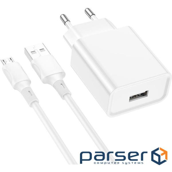 Charger BOROFONE BA74A Aspirer 1xUSB-A, 2.1A White w/Micro-USB cable (BA74AMW)