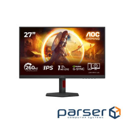 Монiтор TFT AOC 27" 27G4ZR IPS FHD 300nit 260Hz(OC) 2*HDMI DP Pivot G-Sync Black
