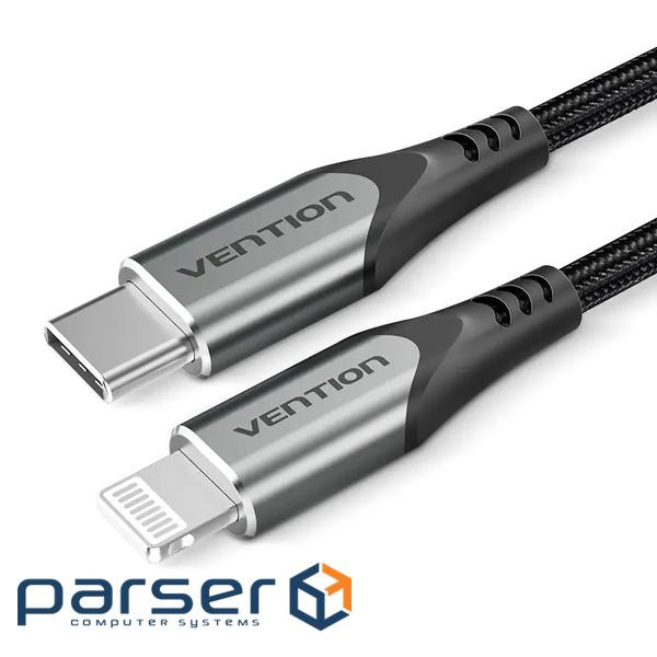 Кабель Vention USB Type-C - Lightning (M/M) швидке заряджання, PD 18 W, 3 A, 480 Mbps, 1 м , Gr (TACHF)