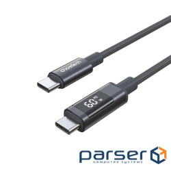 Нейлоновий кабель PD60 Вт USB-C до USB-C для цифро вого дисплея 1,2 м - сірий CHOETECH (XCC-1068-GY)