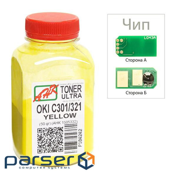 Тонер OKI C301 / 321, 50г Yellow+chip AHK (1505328)
