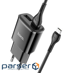Зарядний пристрій HOCO C88A Star round 2xUSB + cable Micro 12W Black (6931474749529)