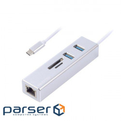 Hub Maxxter USB to Gigabit Ethernet, 2 Ports USB 3.0 + microSD/TF card r (NECH-2P-SD-01)