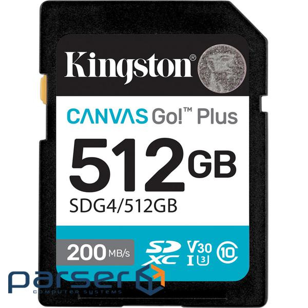 Карта пам"яті Kingston 512GB SDXC сlass 10 UHS-I U3 V30 Canvas Go Plus G4 (SDG4/512GB)