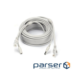 Патчкорд комбінований по кручений парі RJ-45 + DC 10m, сірий, Q60 (RJ-45+DC 10m) , Q60 (RJ-45+DC 10m)