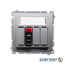 Розетка Basic аудио с нажимными клеммниками на 1 динамик, сталь inox (BMGL31.01/21)