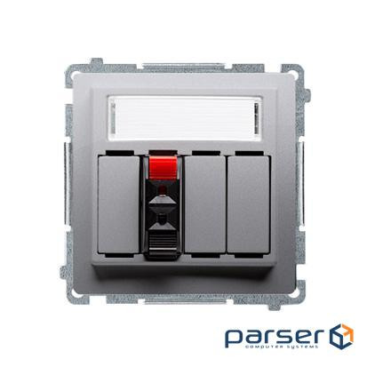 Розетка Basic аудио с нажимными клеммниками на 1 динамик, сталь inox (BMGL31.01/21)