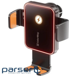 Автотримач для телефону ColorWay Ultra-mini, Black, бездротова зарядка (Qi, 15 Вт), (CW-CHAW069Q-BK)