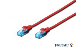 Patch cord Digitus UTP, CAT 5e, 1м, AWG 26/ 7, CCA, PVC, красный (DK-1512-010/R)