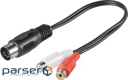 Goobay audio adapter cable DIN-RCAx2 M/F,0.2m 5pin Left/Right Y-form (75.03.5002-1)
