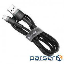 Дата кабель USB 2.0 AM to Lightning 2.0m Cafule 1.5A gray+black Baseus (CALKLF-CG1)