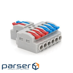 Паралельний розгалужувач-спліттер проводів, 6 виходів, 400В 32А, 0.08-4мм2, SPL-62, сір (SPL-62 / 5)